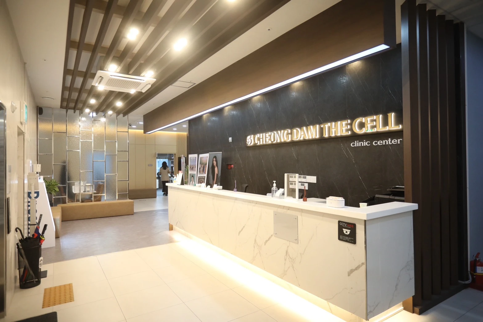Premium clinic building in Cheongdam-dong, Seoul, at blue hour