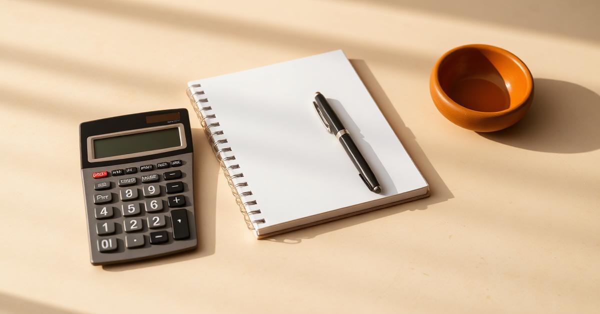 Cover: a calculator and notebook for budget planning