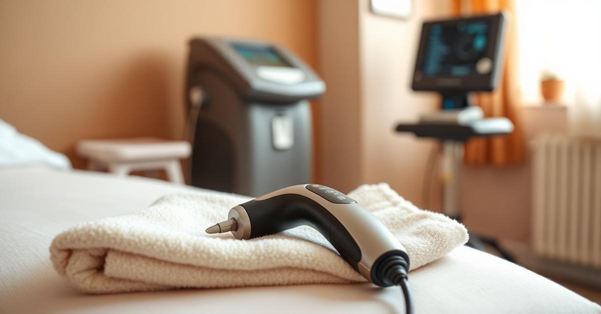 Cover: an energy therapy handpiece resting on a towel