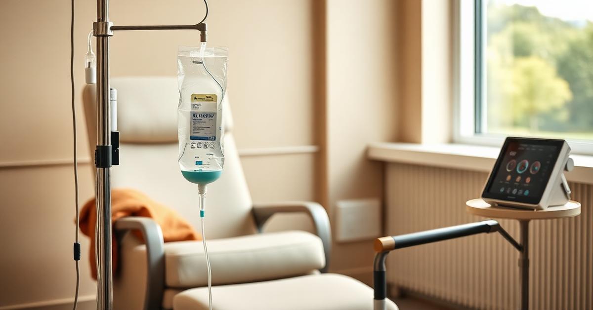 Cover: an IV bag and recliner for intravenous vitamin therapy