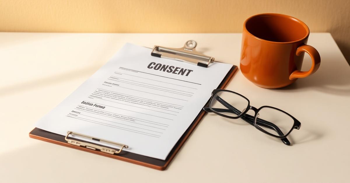 Cover: a consent form and glasses on a desk
