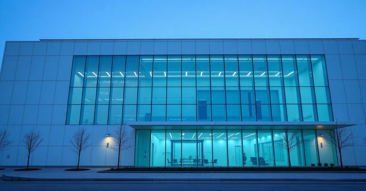 EHL Bio cover: the cell research hospital building at blue hour