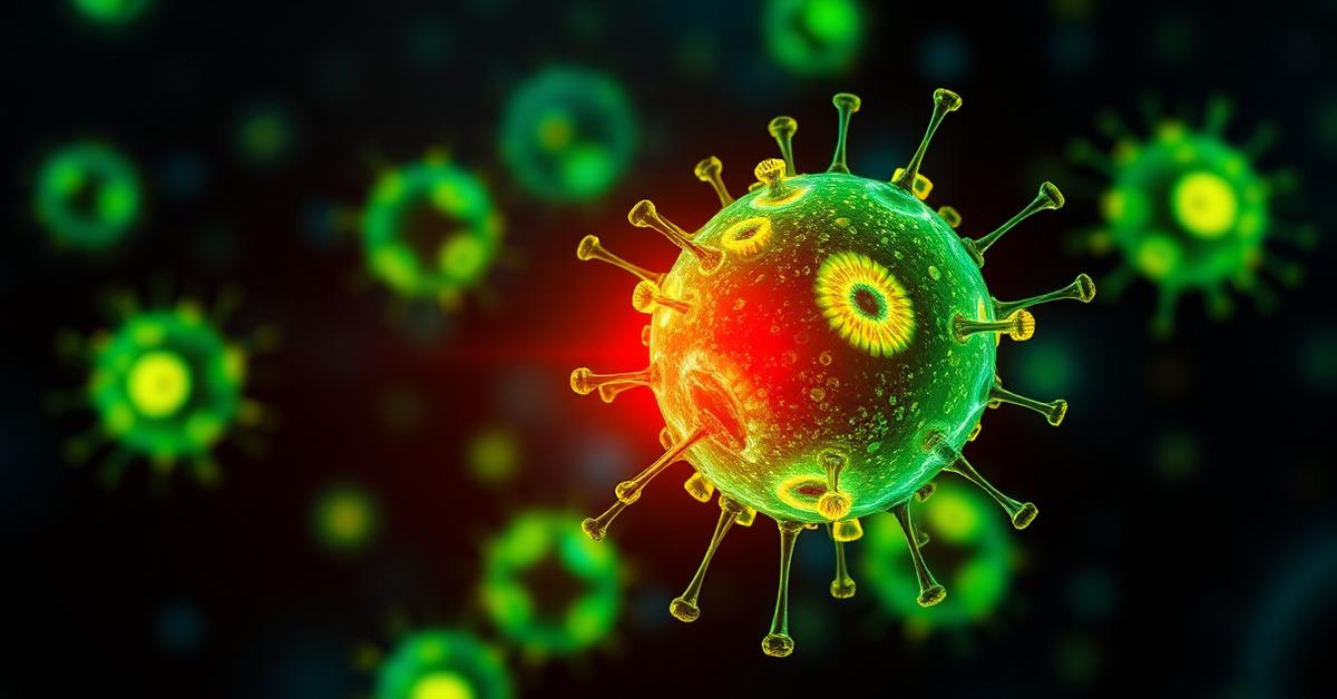 Cover: glowing NK immune cells attacking an abnormal cell