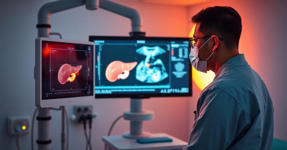 Cover: hepatic ultrasound examination in hospital