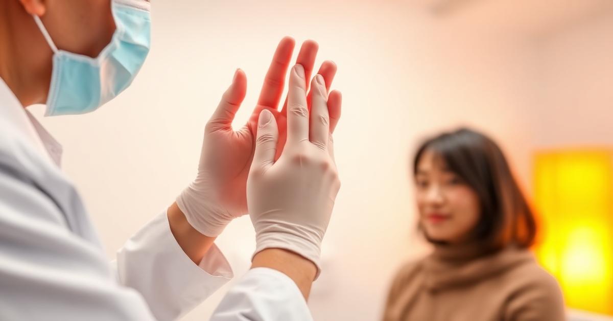Cover: examining hand joints in a rheumatoid arthritis patient