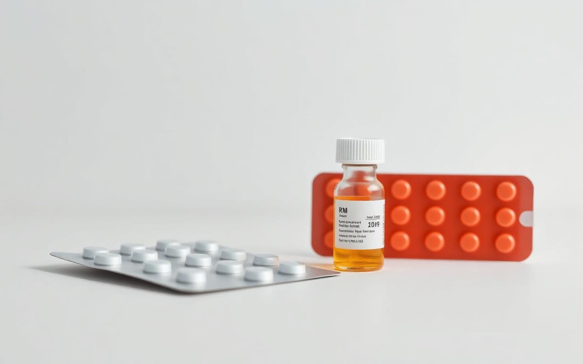 Cover: medication blister packs beside an injectable vial on a white table